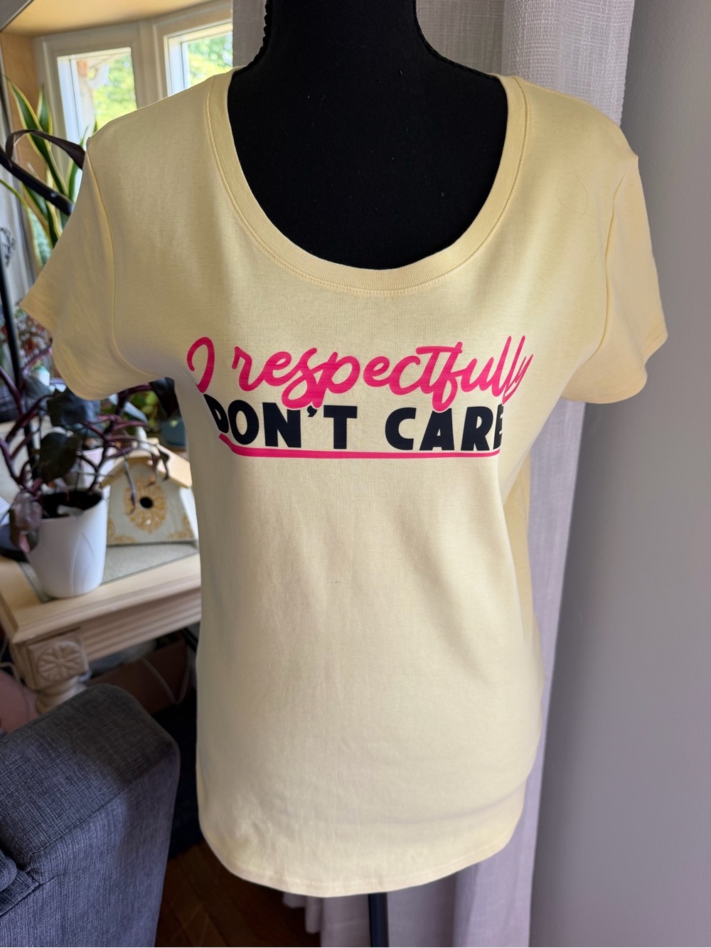Yellow Tee I Respectfully DON'T CARE MADE WITH ❤️
